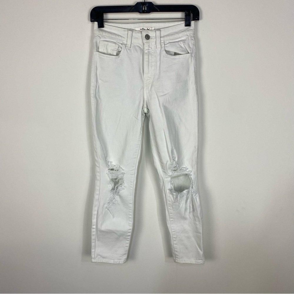 Willow & Root White distressed ripped high rise mom fit jeans